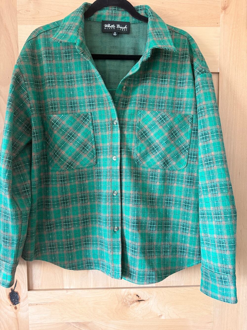 White Birch Plaid Flannel Shirt M Women's Green Tan